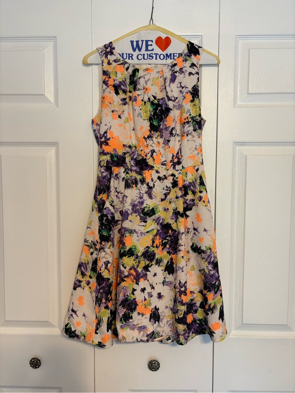 Anthropologie Maeve Abstract Neon Floral Fit and Flare Dress - size 0